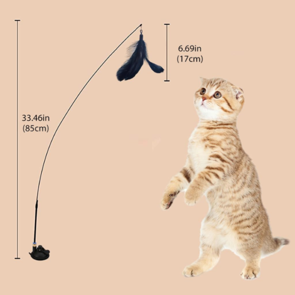 Cat Toys, Cat Teaser Toy with Bell, Fixable Cat Interactive Toys with Suction Cup, Elastic Toys for Kittens, Persian Cat Toys and Feather Toys, Funny Cat Playing Toys for Indoor - Image 2