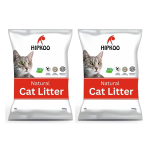 Hipkoo 10Kg Natural Unscented Bentonite Cat Litter – Dust-Free (2 x 5Kg Packs).