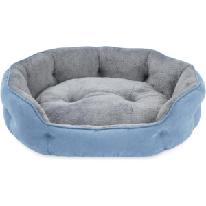 Petlux Washable Round Pet Bed – Medium, Blue. Perfect for Cats & Dogs!