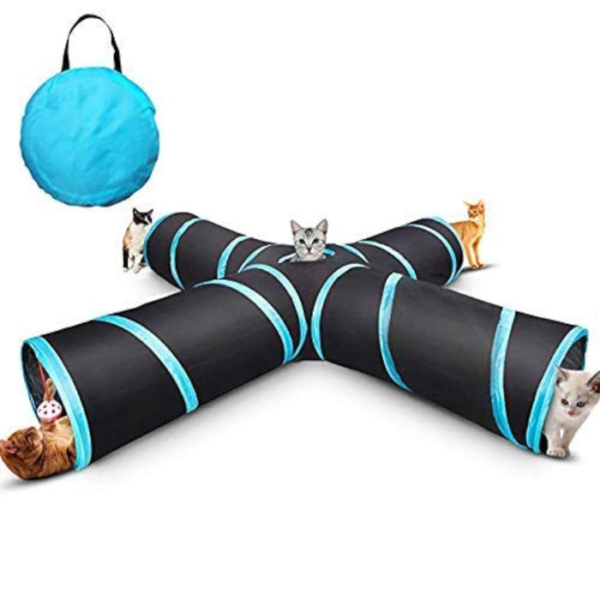 Cat Tunnel, Large indoor outdoor Collapsible Pet Toy Crinkle Tunnel Tube with Storage Bag for Cat, Dog, Puppy, Kitty, Kitten, Rabbit