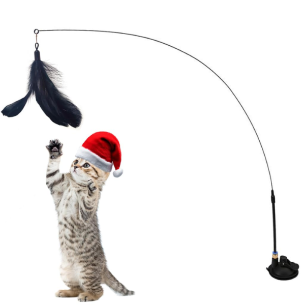 Cat Toys, Cat Teaser Toy with Bell, Fixable Cat Interactive Toys with Suction Cup, Elastic Toys for Kittens, Persian Cat Toys and Feather Toys, Funny Cat Playing Toys for Indoor